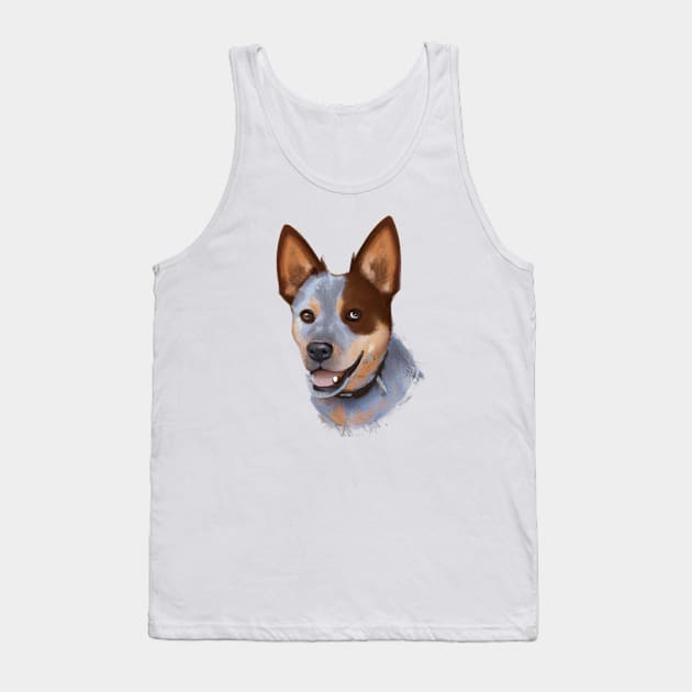 Cute Australian Cattle Dog Drawing Tank Top by Play Zoo